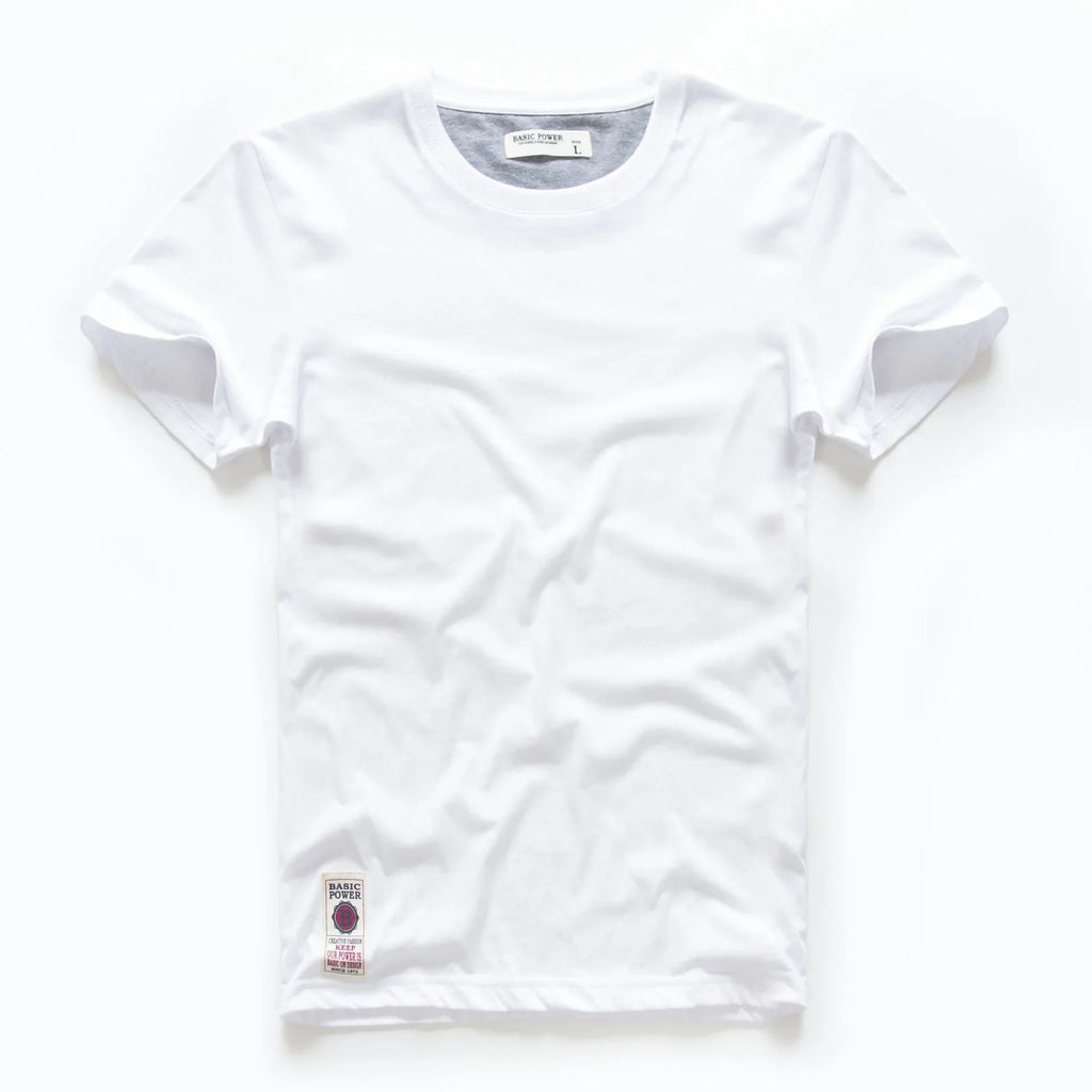 Men's Cotton Basic T-Shirt, Casual Short Sleeve Streetwear Tee
