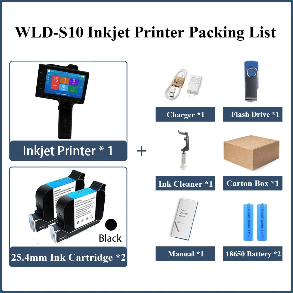 Portable Handheld Inkjet Printer – 25.4mm TIJ Printer for Logos & Barcodes