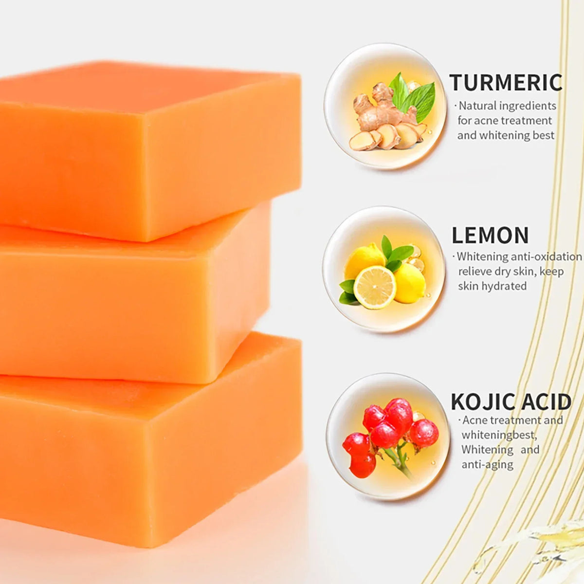 Turmeric Soap Bar for Face and Body, Brightening Cleansing Soap with Kojic Acid