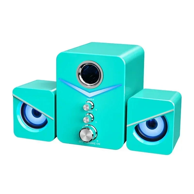 USB Desktop Speakers with Built-In Microphone – Wired Stereo Computer Speakers