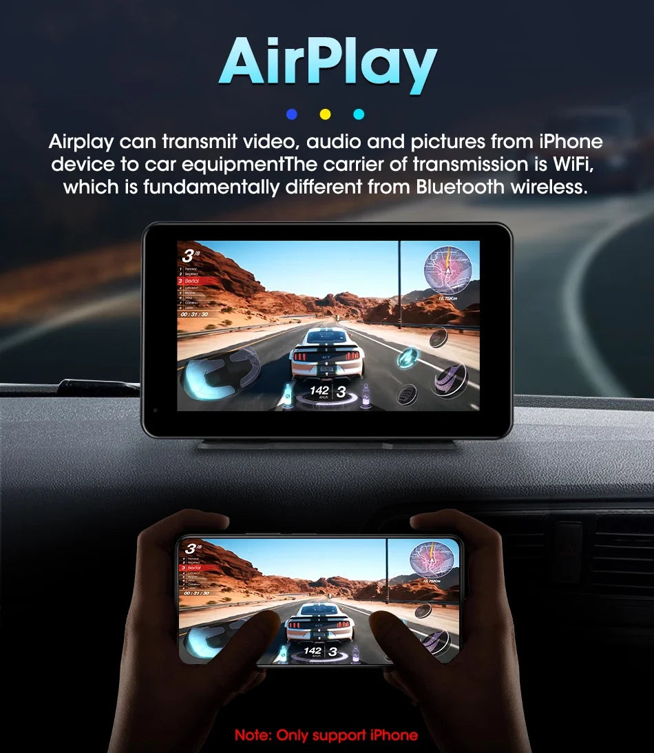 11.3 Inch Portable CarPlay Screen – HD Wireless Touch Display for Apple CarPlay and Android Auto