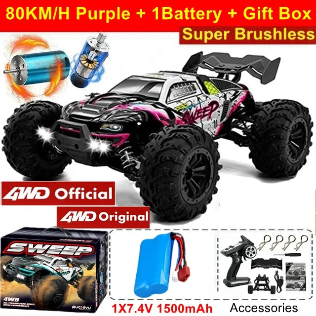4WD Remote Control Car High-Speed 50-80KM/H Off-Road Buggy Truck