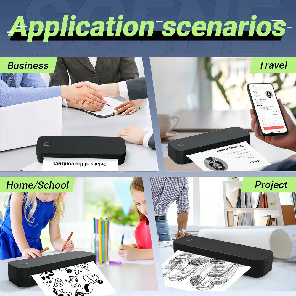 Portable A4 Thermal Printer – Bluetooth Wireless Mini Document Printer