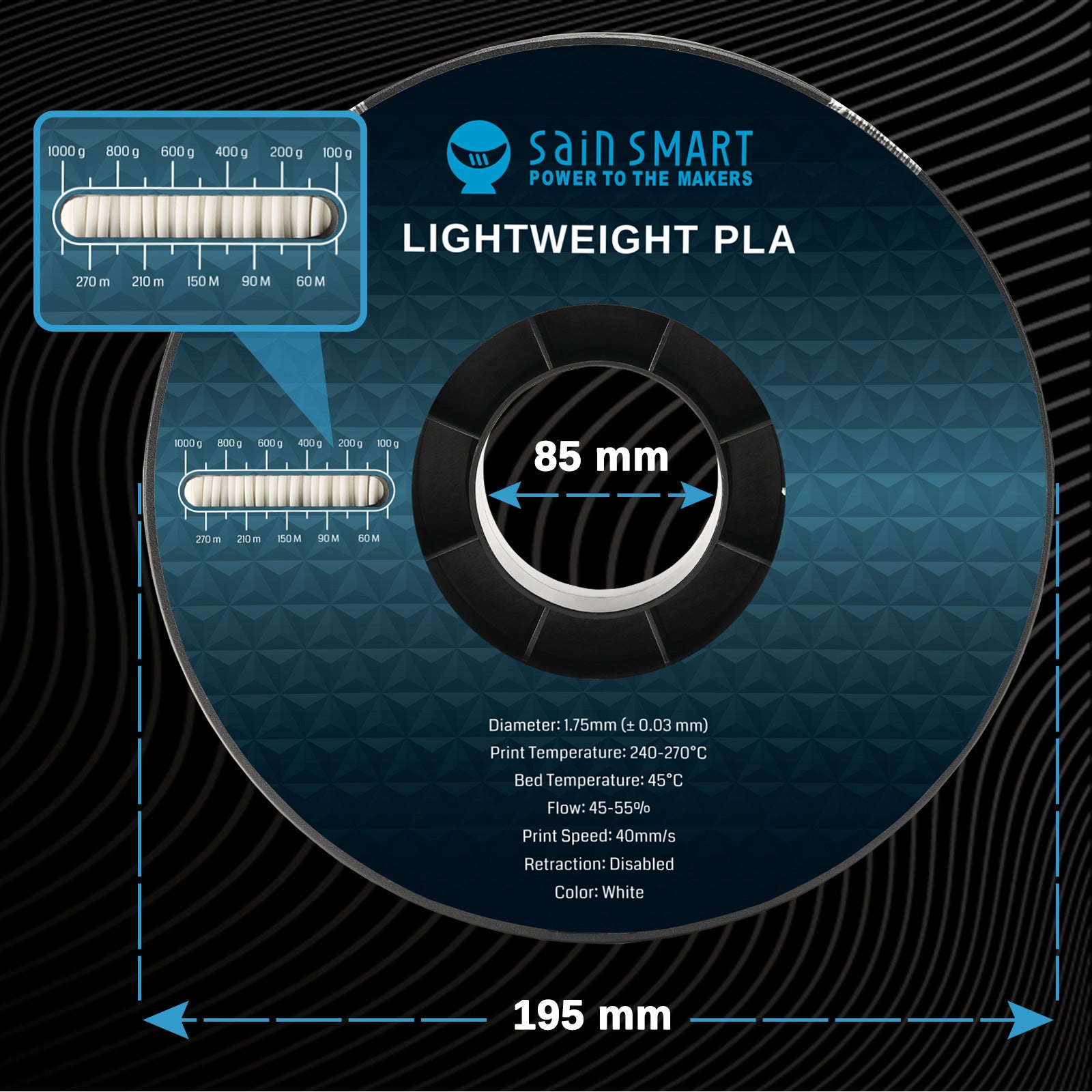 LW-PLA Filament, 1.75mm, Black & White, 1KG, Lightweight Low-Density Active Foaming PLA for 3D Print RC Planes Drone Parts