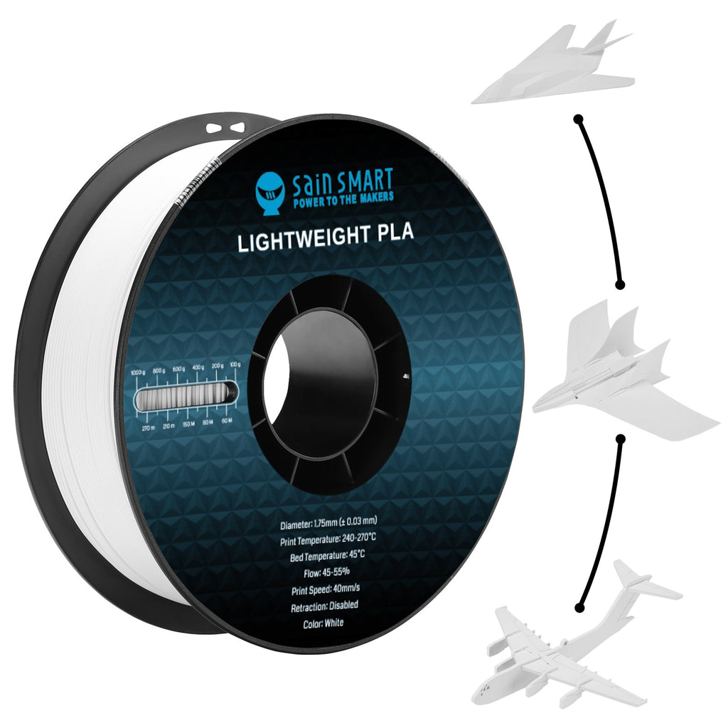 LW-PLA Filament, 1.75mm, Black & White, 1KG, Lightweight Low-Density Active Foaming PLA for 3D Print RC Planes Drone Parts