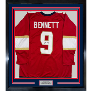 Framed Autographed/Signed Sam Bennett 35x39 Florida Red Hockey Jersey JSA COA