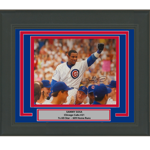 Framed Autographed/Signed Sammy Sosa Chicago Cubs 16x20 Baseball Photo Beckett BAS COA