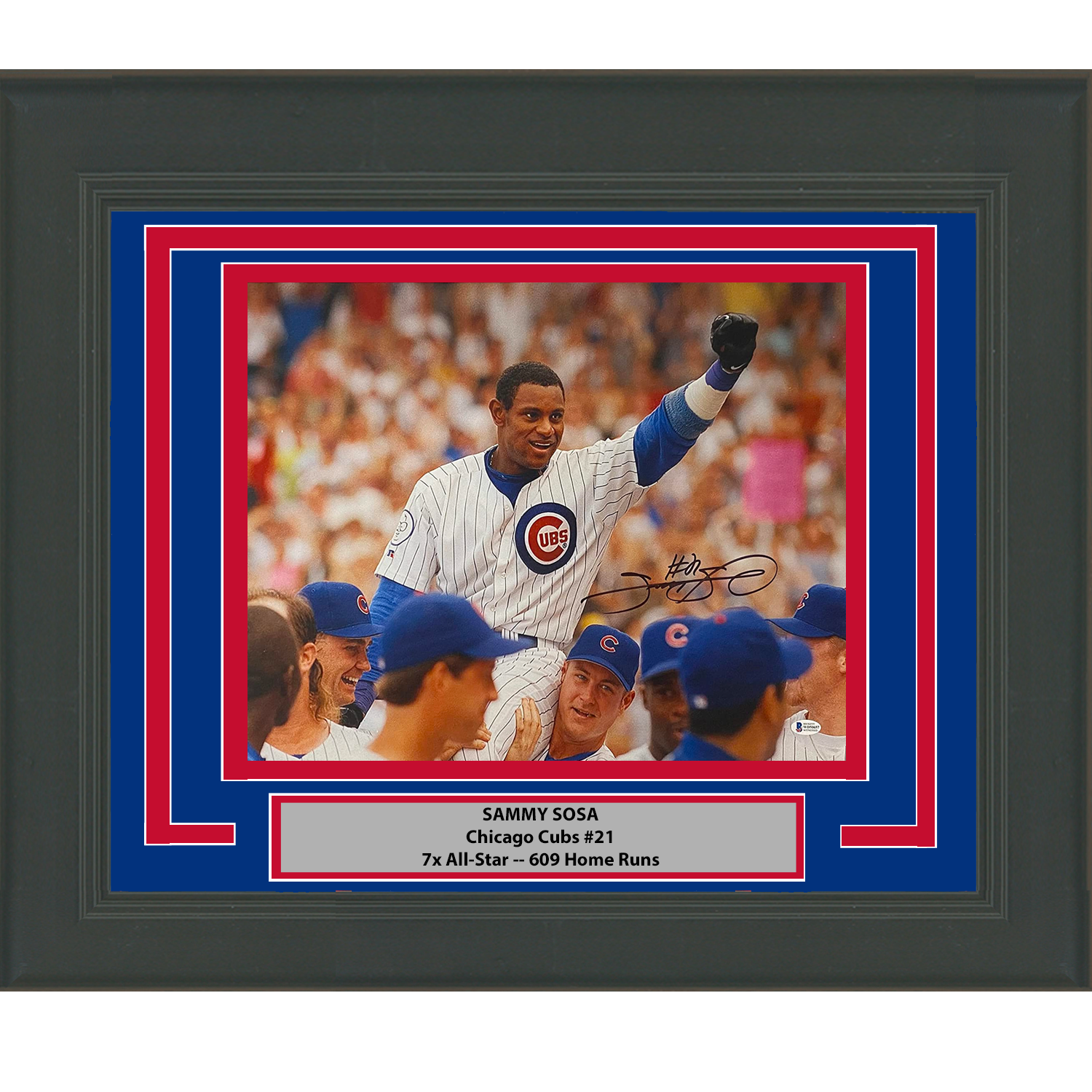 Framed Autographed/Signed Sammy Sosa Chicago Cubs 16x20 Baseball Photo Beckett BAS COA
