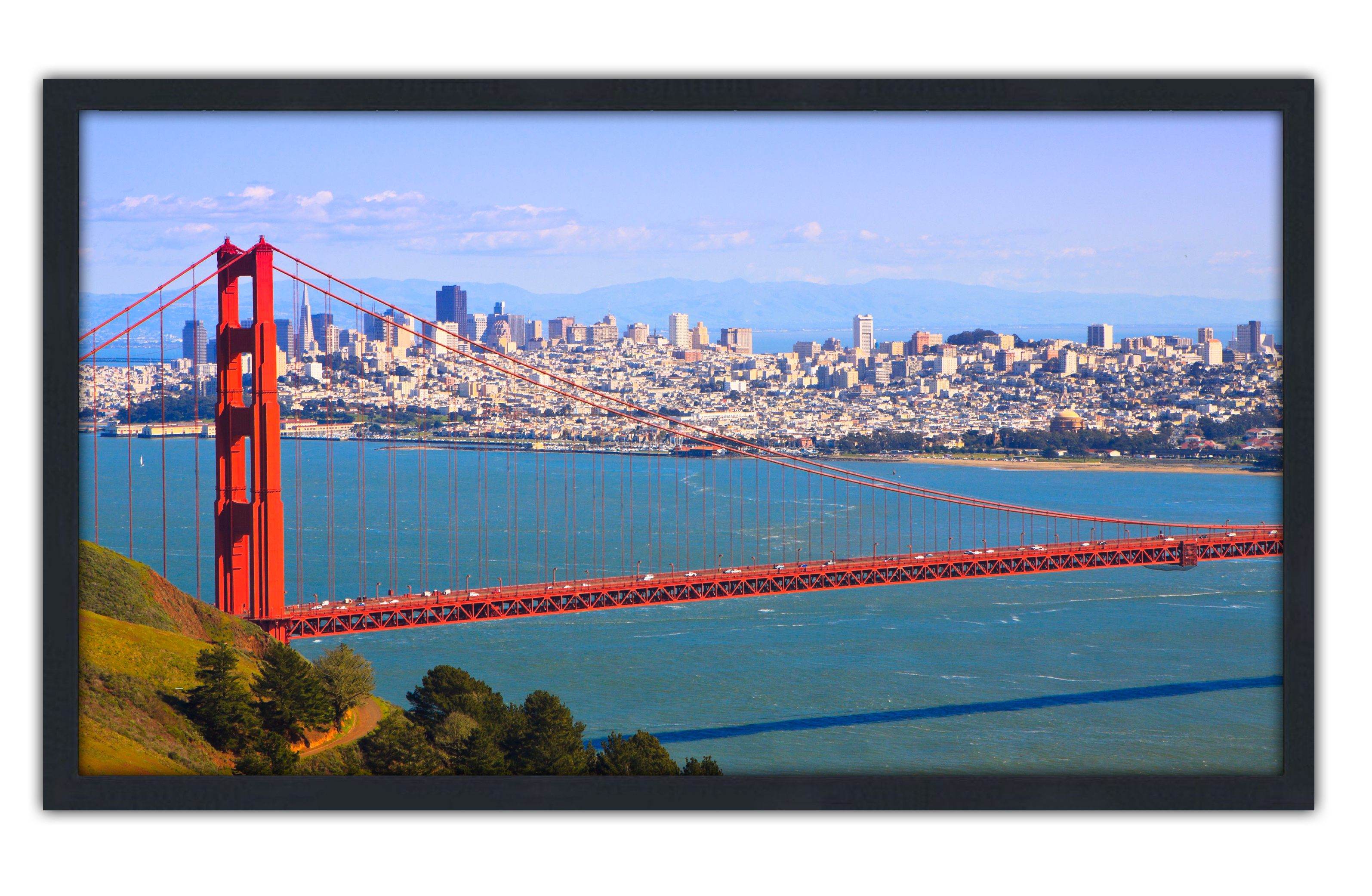 Professionally Framed San Francisco California Golden Gate Bridge Skyline High-Resolution Panoramic Photo 12x22 Wall Art