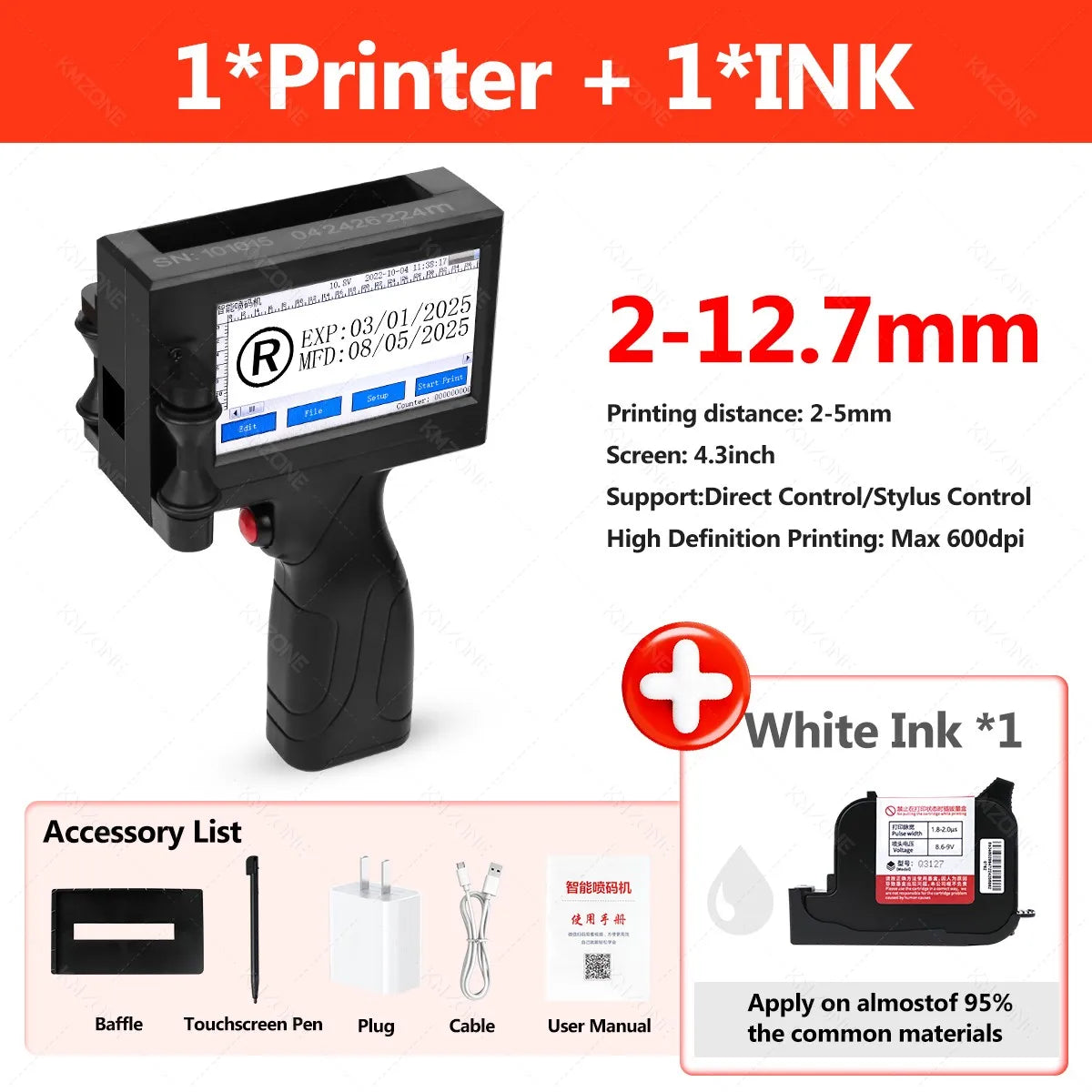 Portable Handheld Inkjet Printer, TIJ Coding Machine with Touch Screen