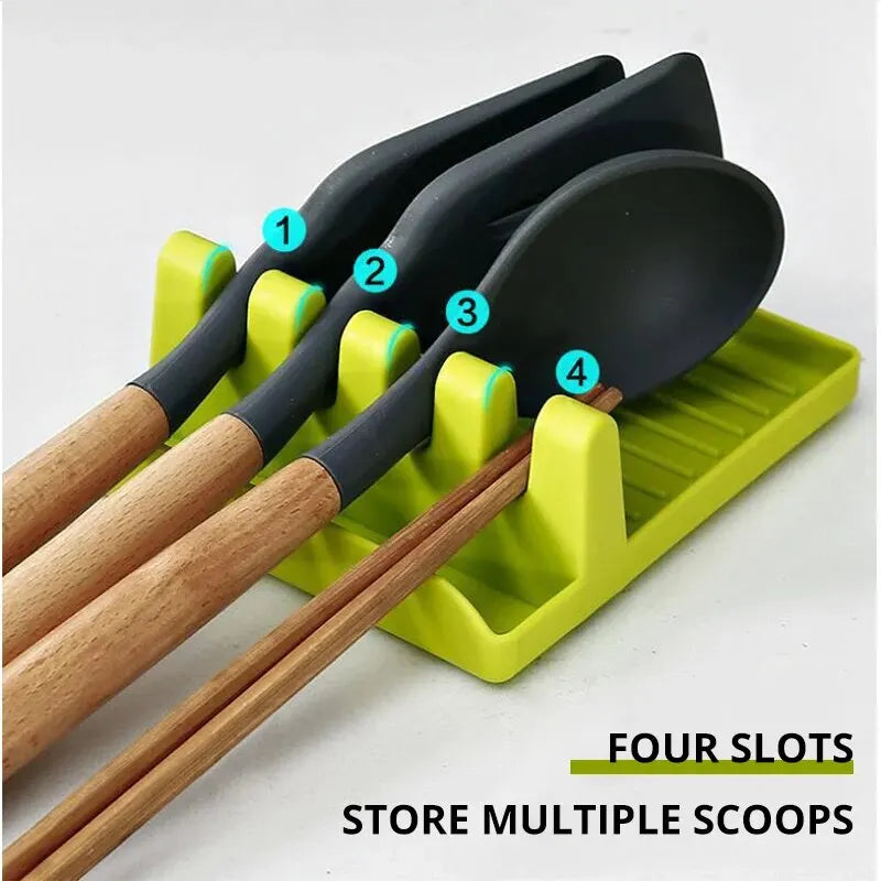 2-in-1 Spoon Rest and Pot Lid Holder – Kitchen Utensil Rack with Drip Tray