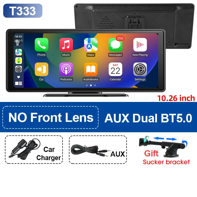 10.26" Portable CarPlay Screen – Wireless Car Stereo Touch Display