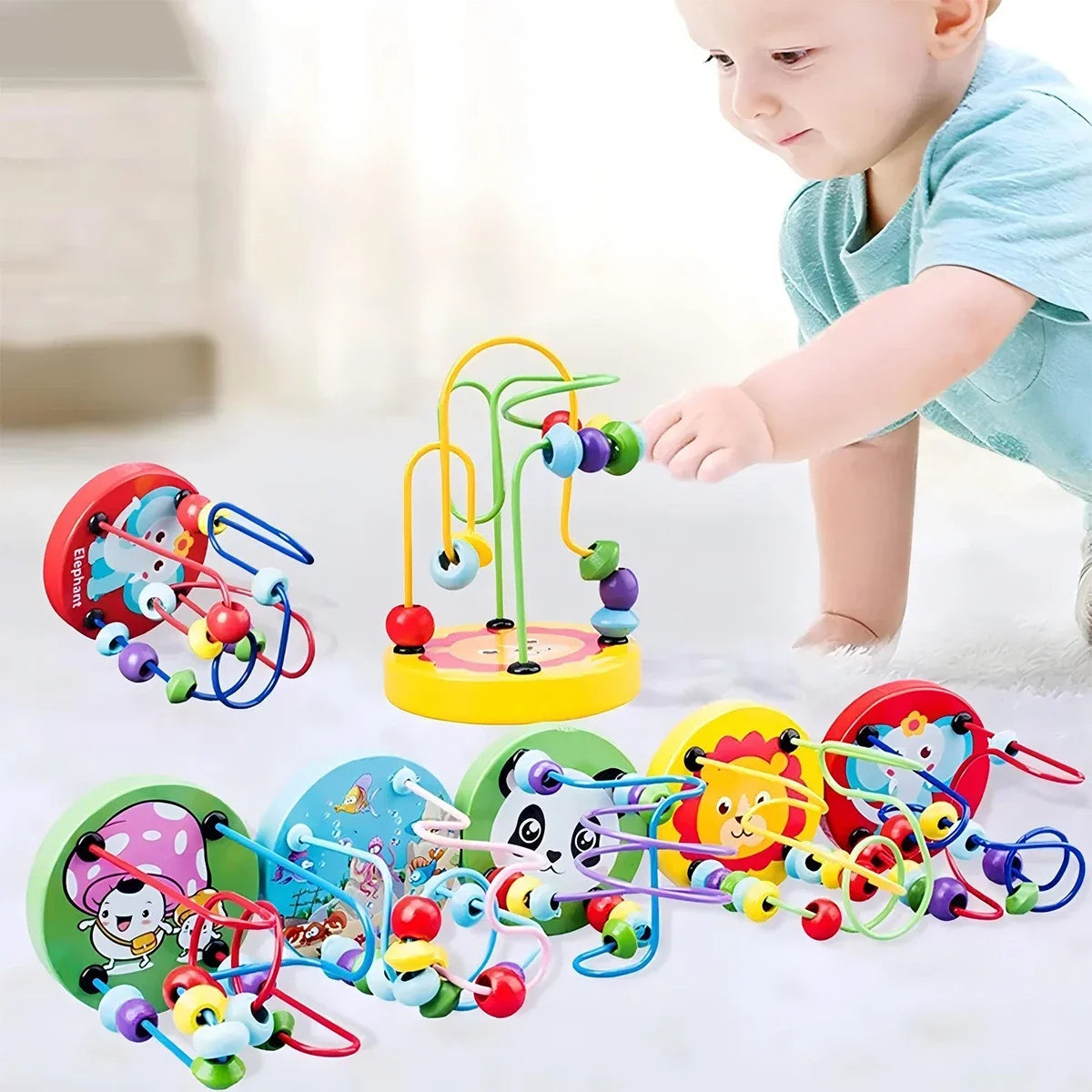 Wooden Roller Coaster Toy – Colorful Educational Bead Maze for Kids