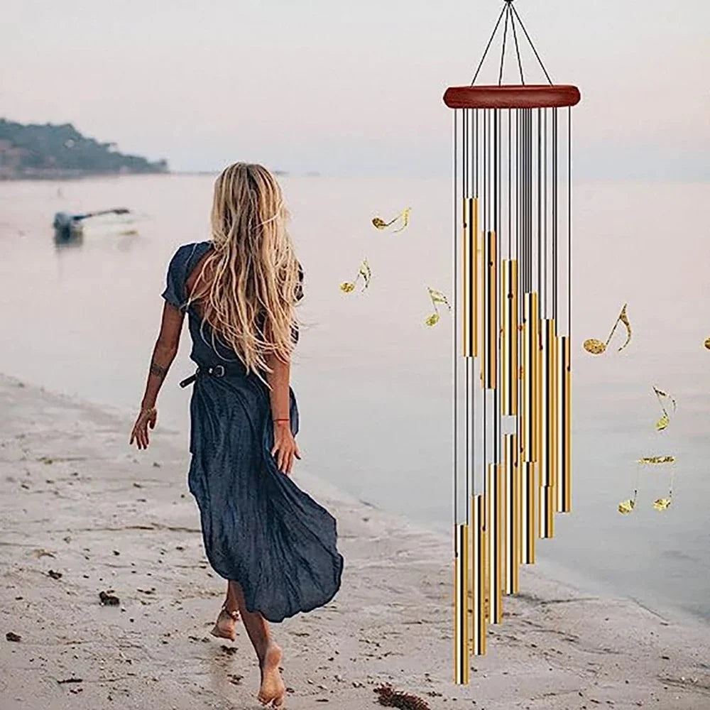 12-Tube Aluminum Wind Chimes – Deep Tone Outdoor Chimes for Garden and Patio