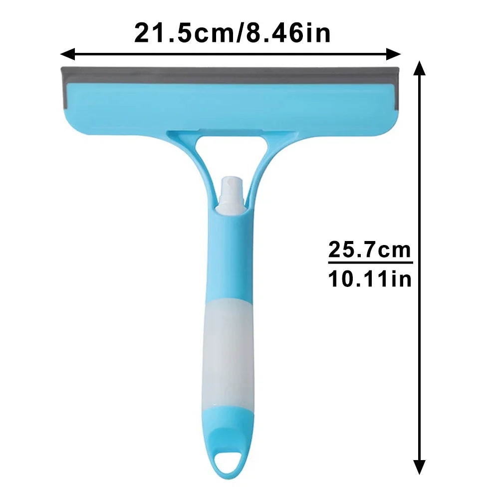 3-in-1 Window Cleaning Squeegee – Glass Mirror Wiper with Spray Bottle & Scrubber