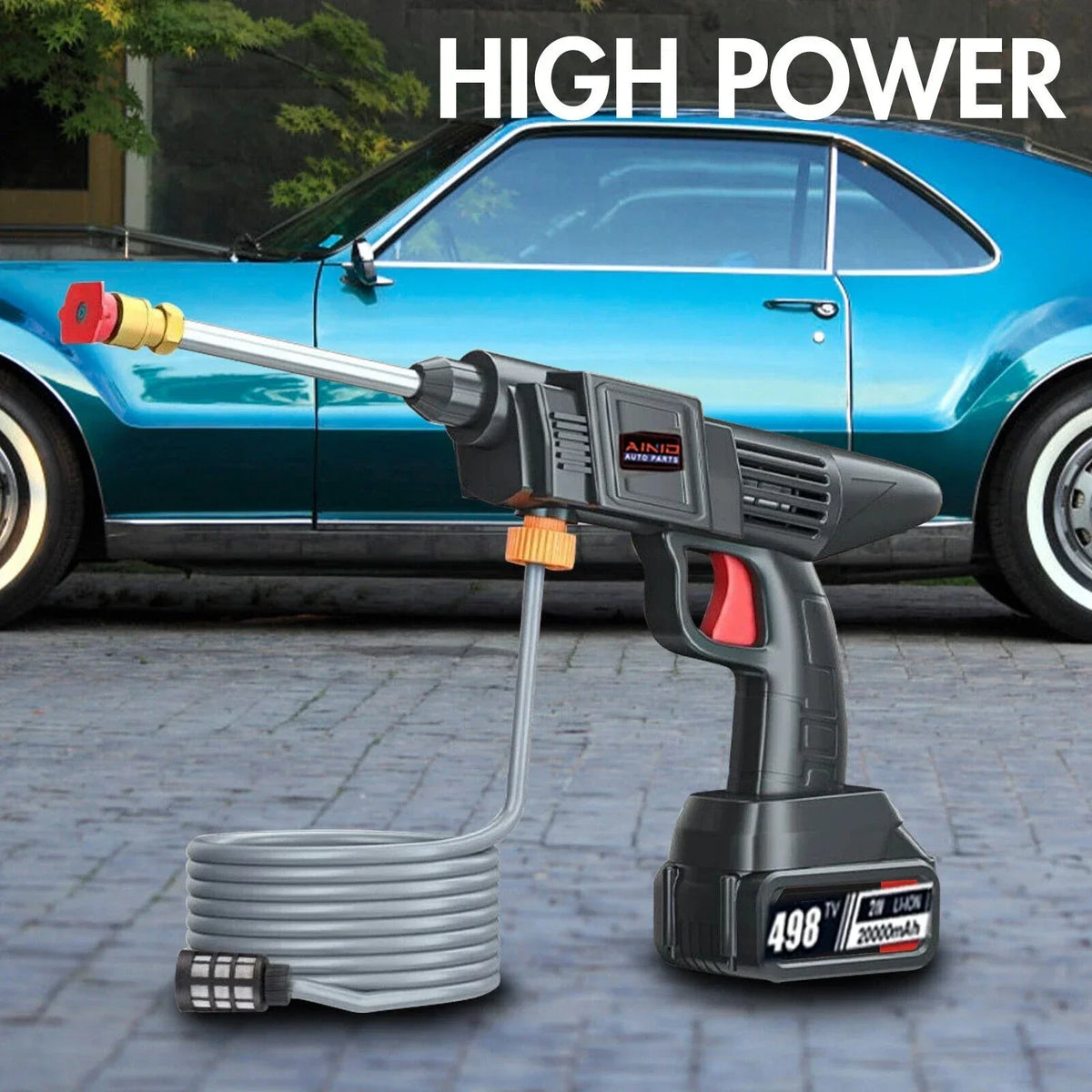 60Bar Cordless Pressure Washer – Portable High-Pressure Car Wash Spray Gun