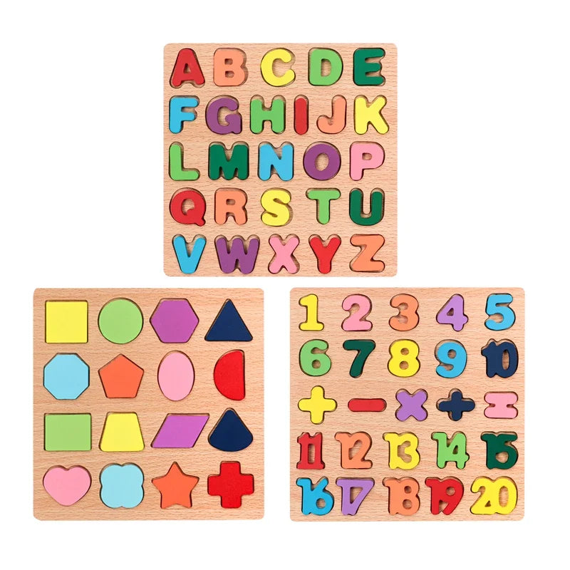 Wooden Alphabet & Number Puzzle | Montessori Learning Toy for Kids