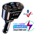 Dual USB Fast Car Charger Multi Port Quick Charge with Bluetooth