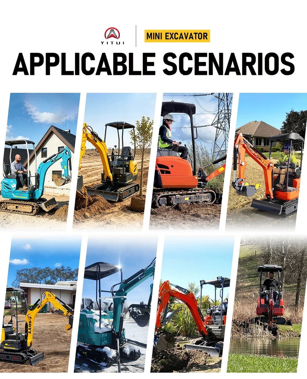 1 Ton Mini Excavator – Compact Micro Digger with Custom Colors for Greenhouse & Farm