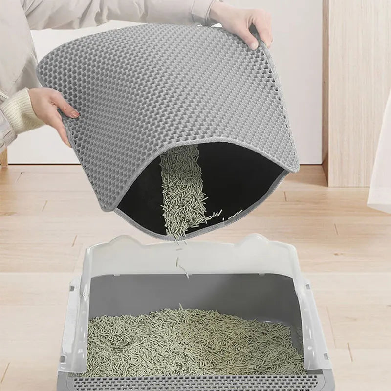 Double-Layer Cat Litter Trapping Mat with Non-Slip Base
