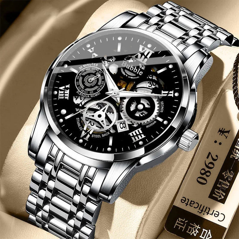 Men's Quartz Watch – Waterproof Hollow Dial, Luxury Style