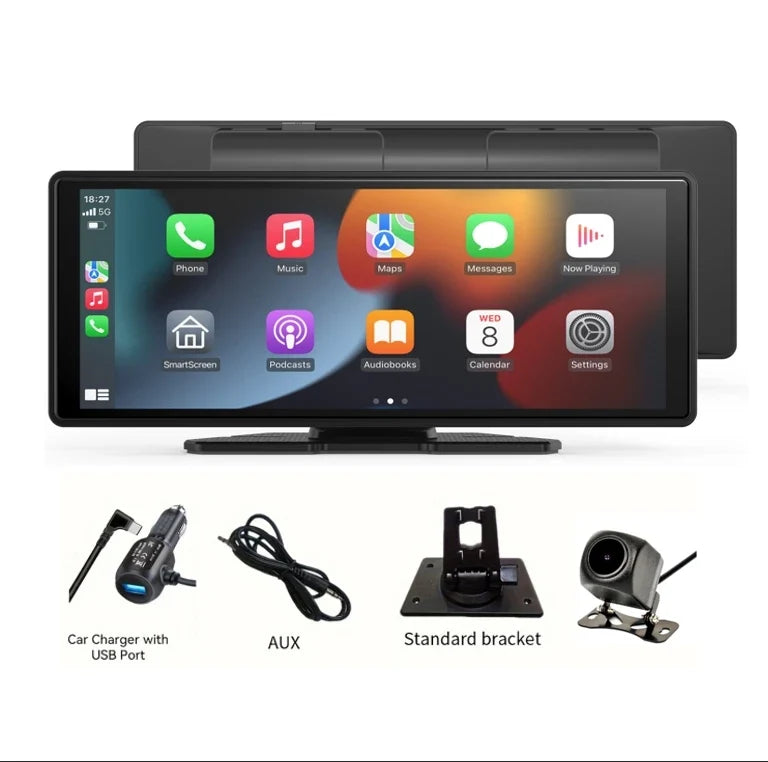 10.26 Inch Portable Wireless CarPlay Screen, Apple CarPlay and Android Auto Touchscreen