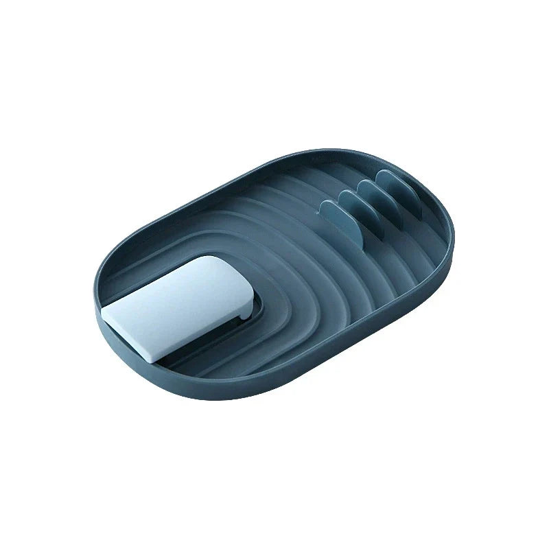 2-in-1 Spoon Rest and Pot Lid Holder – Kitchen Utensil Rack with Drip Tray