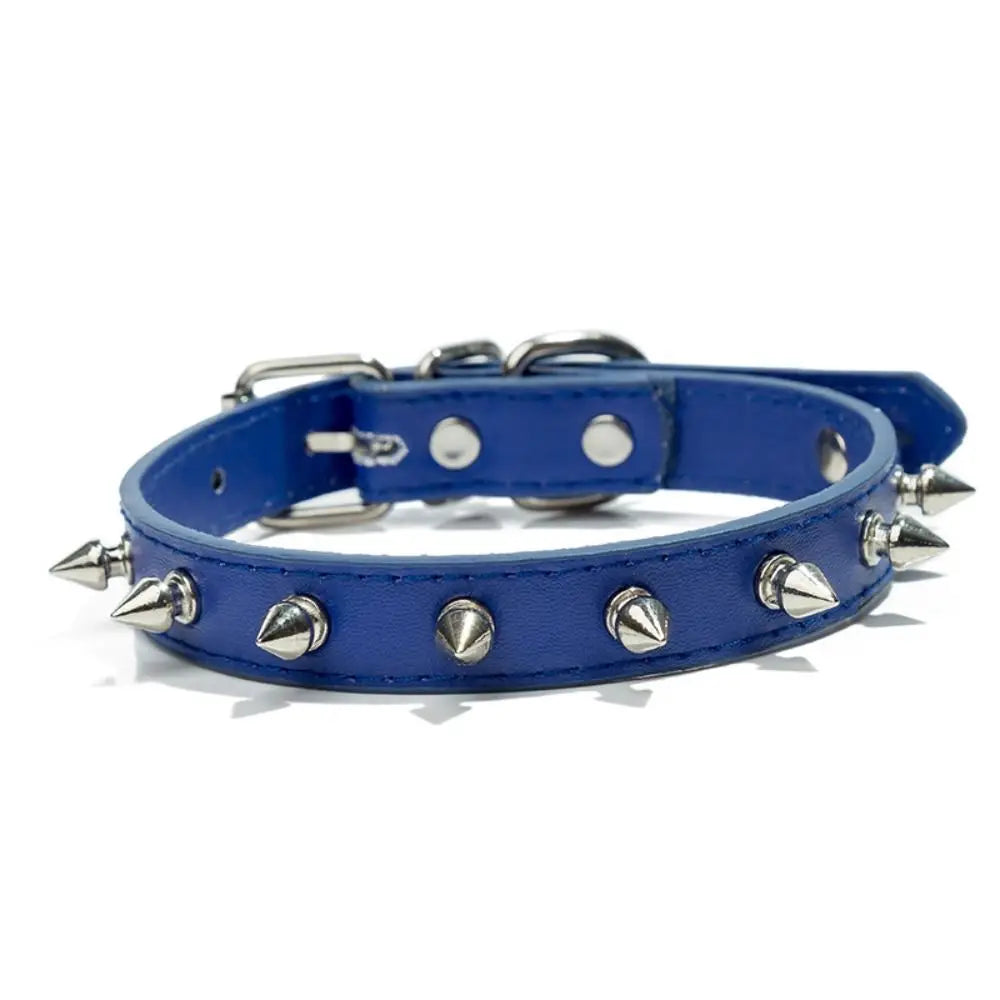 Adjustable Studded PU Leather Collar for Dogs & Cats