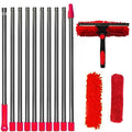 Extendable Window Cleaning Kit, 2-in-1 Double-Sided Glass Squeegee with Microfiber