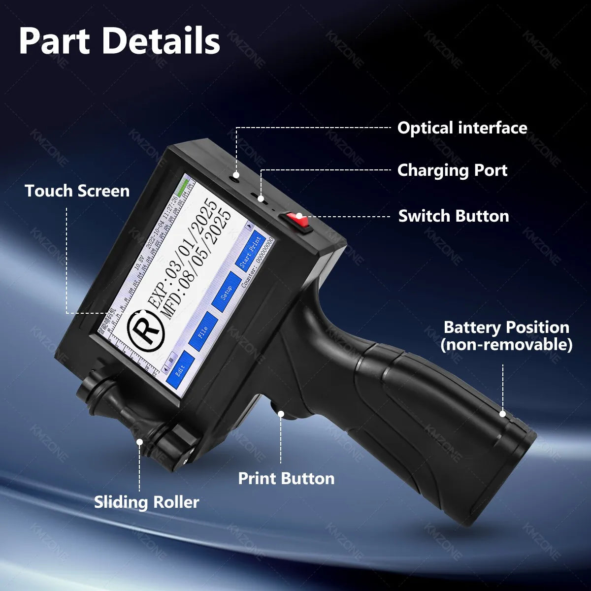 Portable Handheld Inkjet Printer, TIJ Coding Machine with Touch Screen