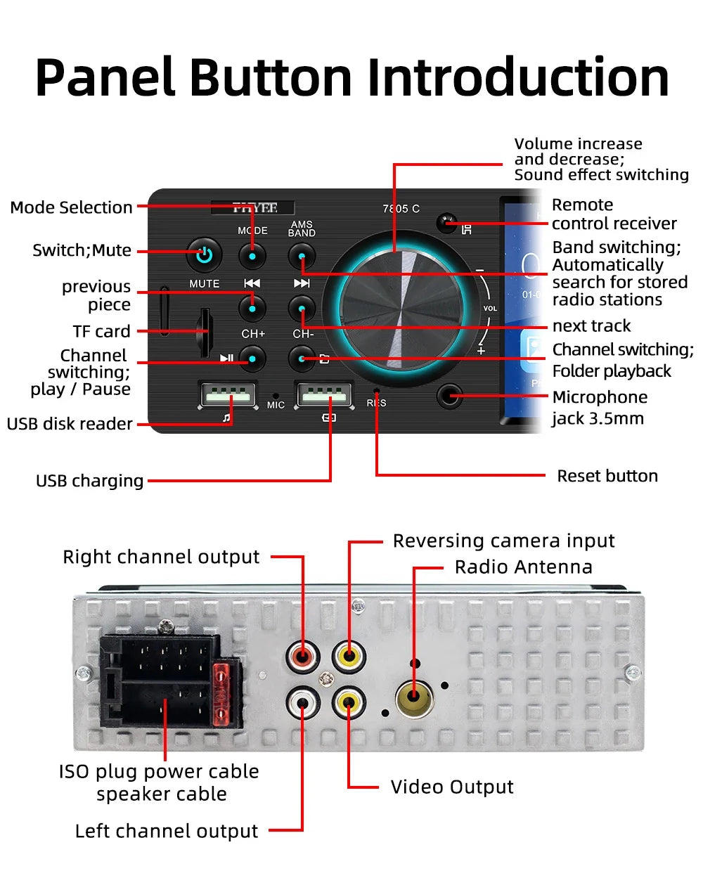 7" Touch Screen Car Radio – MP5 Player with Bluetooth & USB