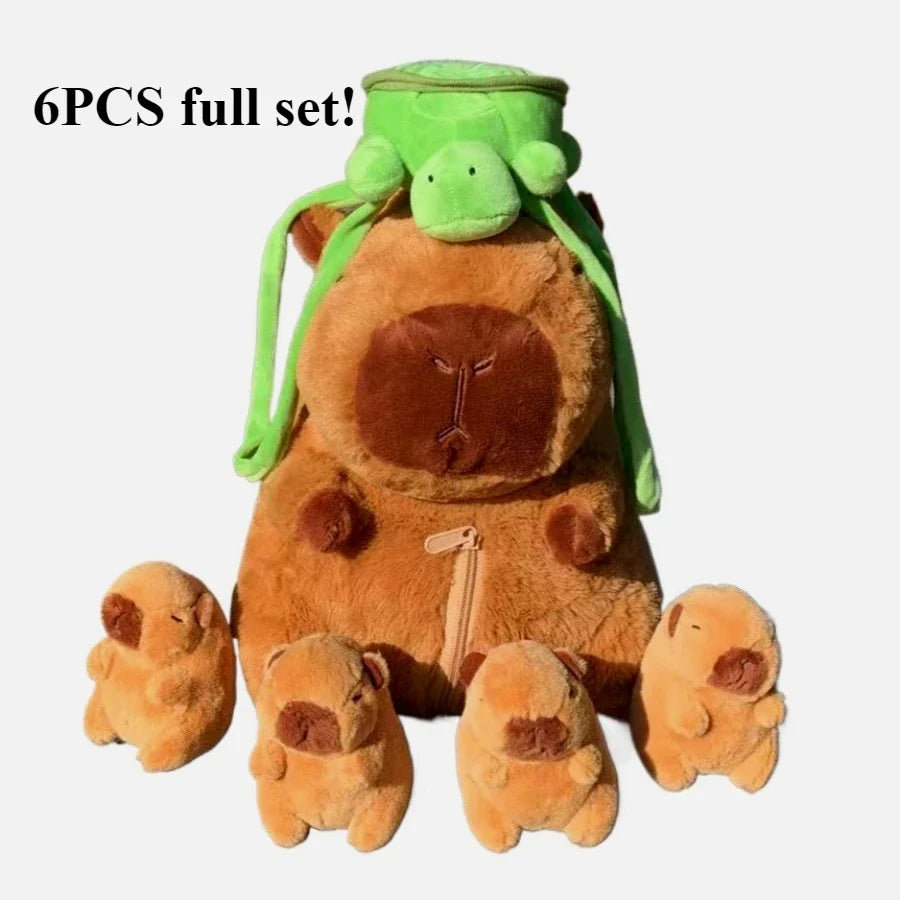 Capybara Plush Toy Set – Mommy with 4 Little Capibara Plush Dolls