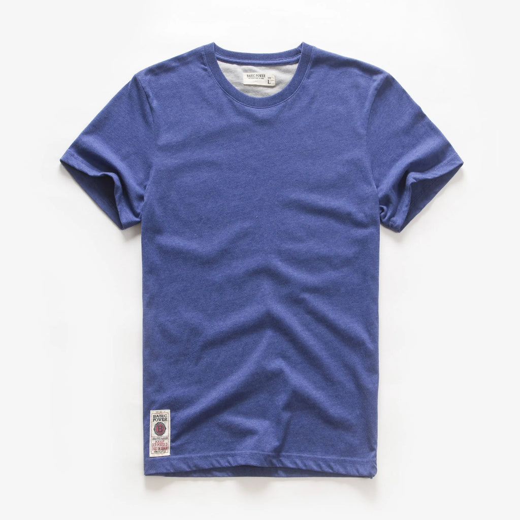 Men's Cotton Basic T-Shirt, Casual Short Sleeve Streetwear Tee
