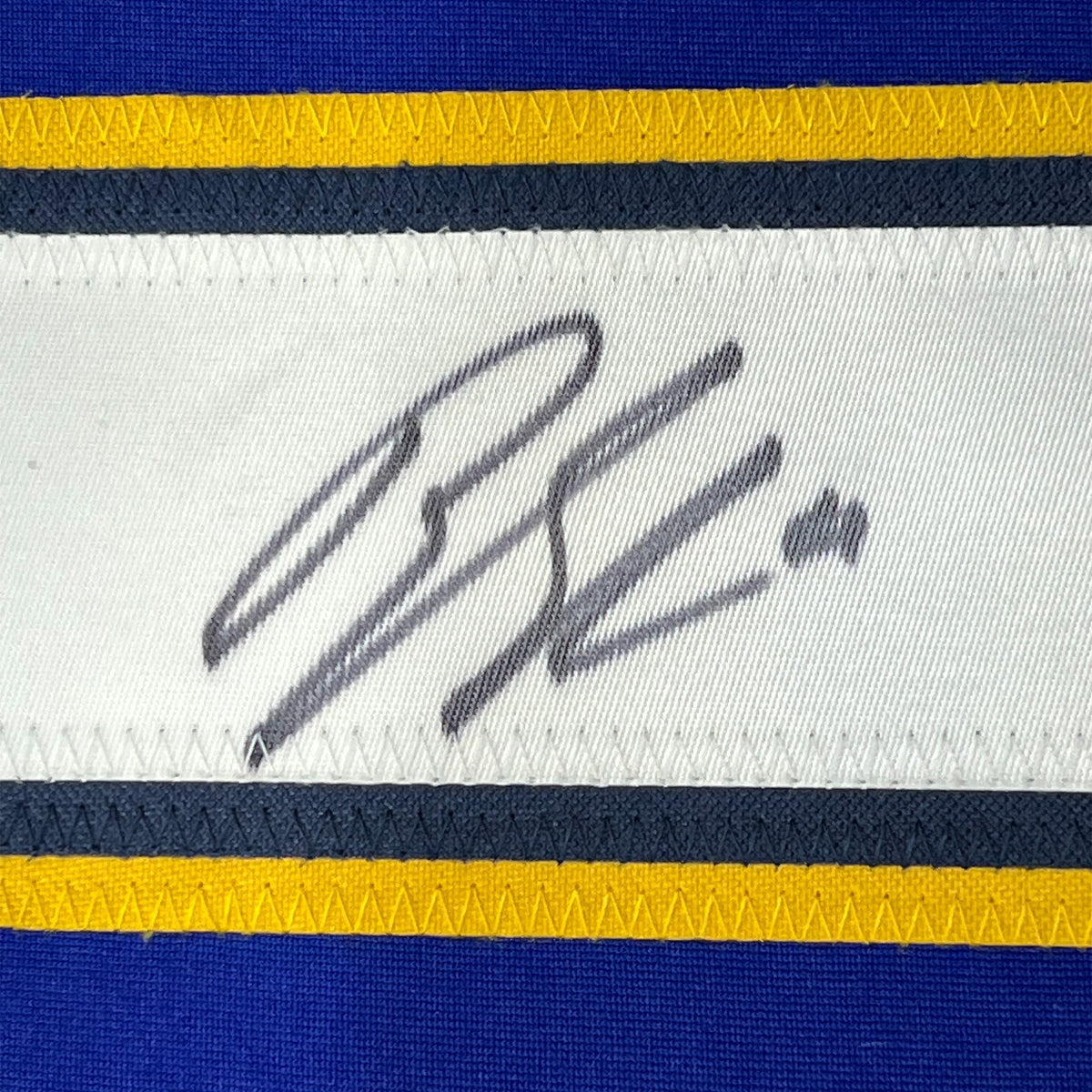 Framed Autographed/Signed Brayden Schenn 35x39 St. Louis Blue Hockey Jersey JSA COA