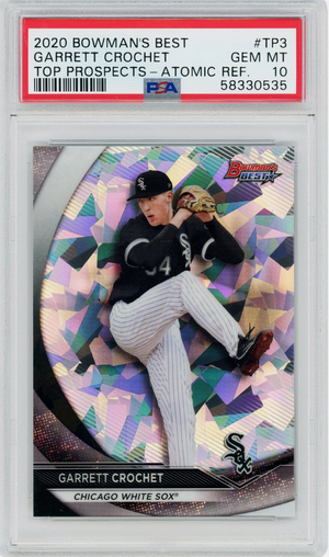 Graded 2020 Topps Bowmans Best Garrett Crochet #TP3 Top Prospects Atomic Refractor Rookie RC Baseball Card PSA 10 Gem Mint