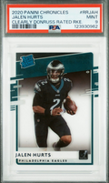Graded 2020 Panini Chronicles Jalen Hurts #RRJAH Clearly Donruss Rated Rookie RC Football Card PSA 9 Mint
