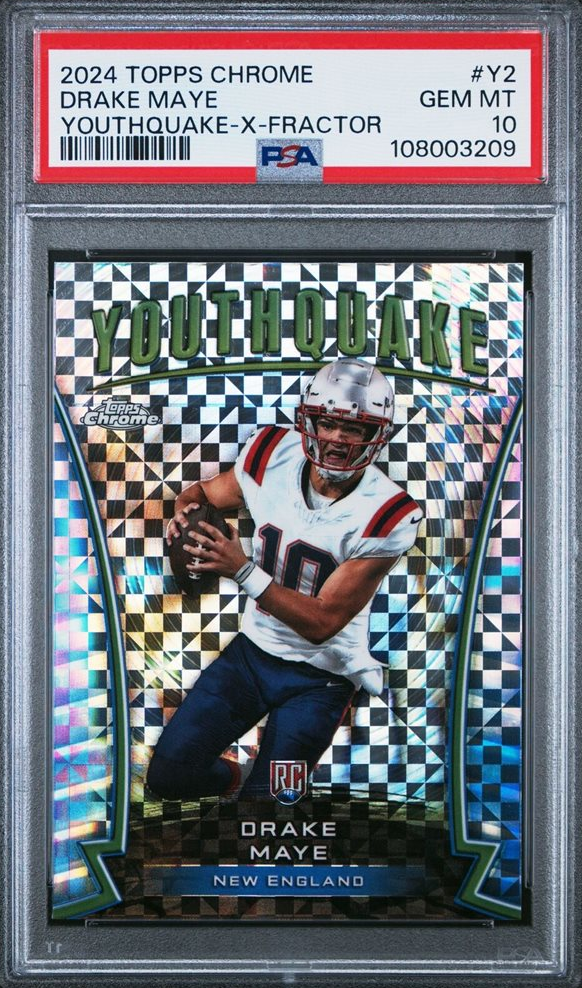 Graded 2024 Topps Chrome Drake Maye #Y2 Youthquake Xfractor Rookie RC Football Card PSA 10 Gem Mint