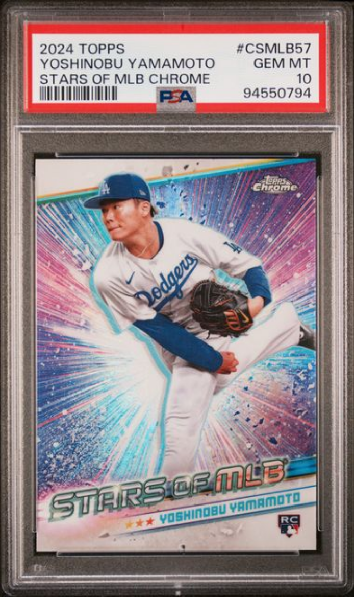 Graded 2024 Topps Yoshinobu Yamamoto #CSMLB57 Stars of MLB Chrome Rookie RC Baseball Card PSA 10 Gem Mint