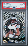 Graded 2024 Topps Finest Drake Maye #D3 Debut Checkerboard Rookie RC Football Card PSA 10 Gem Mint