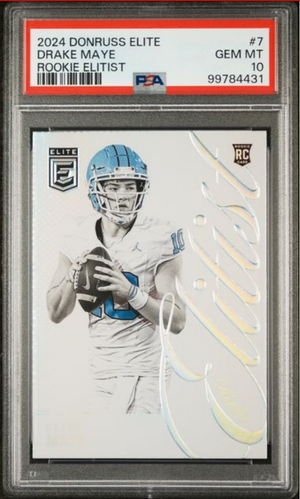 Graded 2024 Panini Donruss Elite Drake Maye #7 Elitist Rookie RC Football Card PSA 10 Gem Mint