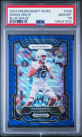 Graded 2024 Panini Prizm Draft Picks Drake Maye #103 Blue Wave /249 Rookie RC Football Card PSA 10 Gem Mint