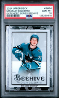 Graded 2024 Upper Deck Macklin Celebrini #BH24 Extended Series Beehive Rookie RC Hockey Card PSA 10 Gem Mint