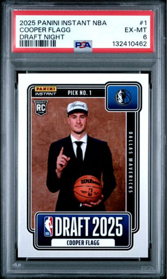 Graded 2025 Panini Instant Cooper Flagg #1 Draft Night Rookie RC Basketball Card PSA 6 EX