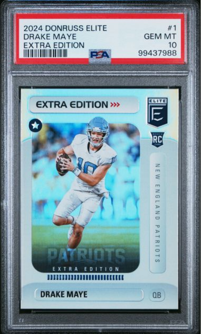Graded 2024 Panini Donruss Elite Drake Maye #1 Extra Edition Rookie RC Football Card PSA 10 Gem Mint