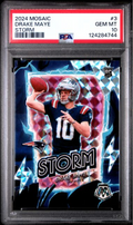 Graded 2024 Panini Mosaic Drake Maye #3 Storm Rookie RC Football Card PSA 10 Gem Mint