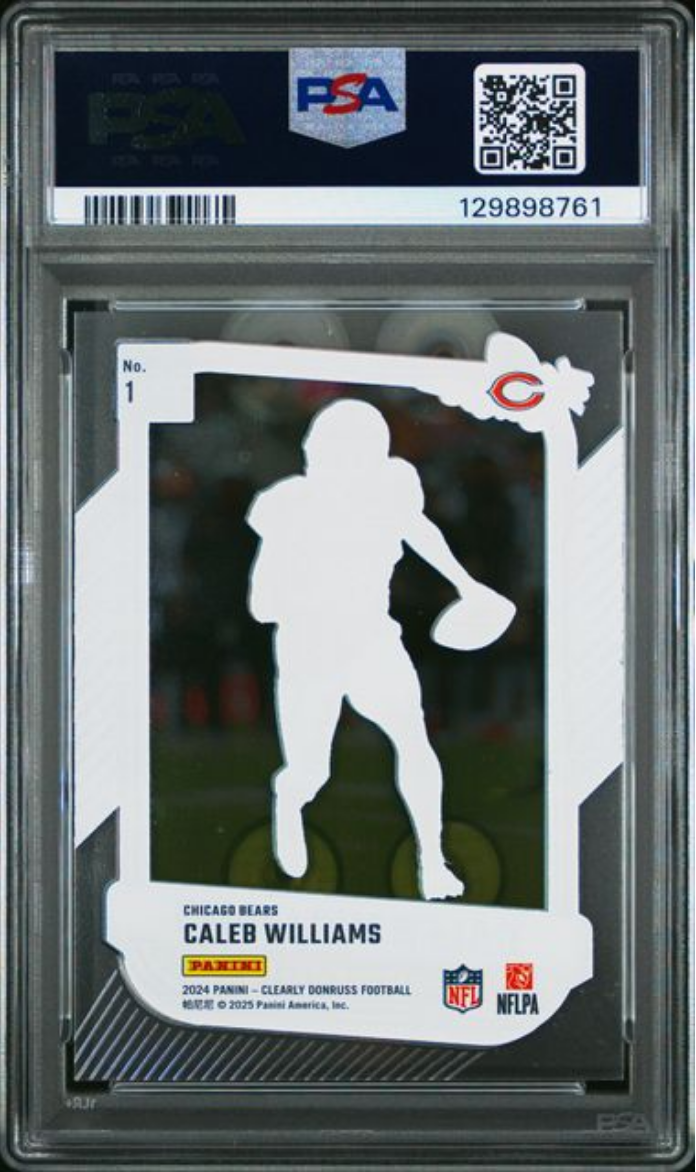 Graded 2024 Panini Clearly Donruss Caleb Williams #1 Clearly The Rookies Rookie RC Football Card PSA 10 Gem Mint
