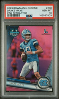 Graded 2023 Topps Bowman U Chrome Drake Maye #200 Pink Rookie RC Football Card PSA 10 Gem Mint