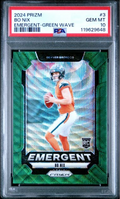 Graded 2024 Panini Prizm Bo Nix #3 Emergent Green Wave Rookie RC Football Card PSA 10 Gem Mint