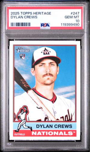 Graded 2025 Topps Heritage Dylan Crews #247 Rookie RC Baseball Card PSA 10 Gem Mint