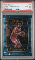 Graded 2021 Panini Select Cade Cunningham #11 Blue Rookie RC Basketball Card PSA 10 Gem Mint